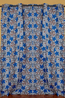Double Sided Reversible Grommet Top African Print Curtains - Blue/ Pink / Yellow - Afrilege