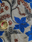 Double Sided Reversible Grommet Top African Print Curtains - Blue/ Pink / Yellow - Afrilege