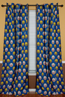 Jayde African Print Double Sided Grommet Top Curtains - Blue & Yellow - Afrilege