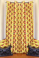 Jayde African Print Double Sided Grommet Top Curtains - Blue & Yellow - Afrilege