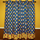 Jayde African Print Double Sided Grommet Top Curtains - Blue & Yellow - Afrilege