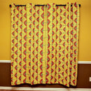 Jayde African Print Double Sided Grommet Top Curtains - Blue & Yellow - Afrilege