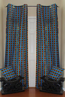 Malaika Double Sided Reversible Grommet Top African Print Curtains - Yellow/ Blue/ Red - Afrilege