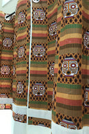 Salama Afritude African Print Grommet Top Curtains- Brown/ Off-white - Afrilege