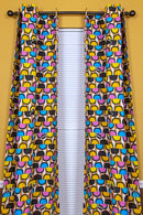 Jamai Double Sided Reversible Grommet Top African Print Curtains - Yellow/ Blue/ Red - Afrilege