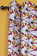 Jamai Double Sided Reversible Grommet Top African Print Curtains - Yellow/ Blue/ Red - Afrilege