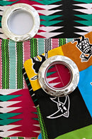 Lulu Double Sided Reversible Grommet Top African Print Curtains - Yellow/ Blue/ Red - Afrilege