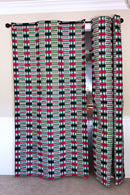 Lulu Double Sided Reversible Grommet Top African Print Curtains - Yellow/ Blue/ Red - Afrilege