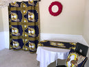Morowa Double Sided Reversible Grommet Top African Print Curtains - Yellow/ Blue/ Red - Afrilege