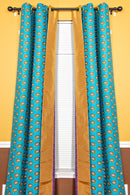 Nubia Grommet Top Reversible African Print Curtains - Green / Purple & Gold - Afrilege