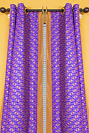 Nubia Grommet Top Reversible African Print Curtains - Green / Purple & Gold - Afrilege