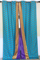Nubia Grommet Top Reversible African Print Curtains - Green / Purple & Gold - Afrilege