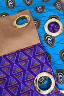 Nubia Grommet Top Reversible African Print Curtains - Green / Purple & Gold - Afrilege