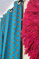 Nubia Grommet Top Reversible African Print Curtains - Green / Purple & Gold - Afrilege