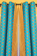 Nubia Grommet Top Reversible African Print Curtains - Green / Purple & Gold - Afrilege