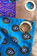 Nubia Grommet Top Reversible African Print Curtains - Green / Purple & Gold - Afrilege