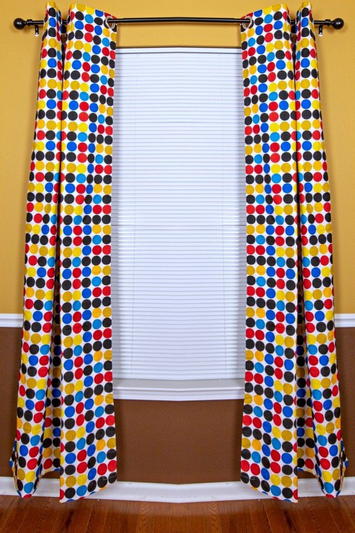Penina Double Sided Reversible Grommet Top African Print Curtains - Yellow/ Blue/ Red - Afrilege