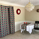 Penina Double Sided Reversible Grommet Top African Print Curtains - Yellow/ Blue/ Red - Afrilege