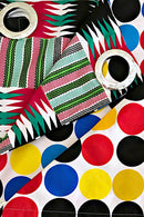 Penina Double Sided Reversible Grommet Top African Print Curtains - Yellow/ Blue/ Red - Afrilege