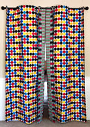 Penina Double Sided Reversible Grommet Top African Print Curtains - Yellow/ Blue/ Red - Afrilege