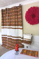 Salama Afritude African Print Grommet Top Curtains- Brown/ Off-white - Afrilege