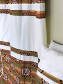 Salama Afritude African Print Grommet Top Curtains- Brown/ Off-white - Afrilege
