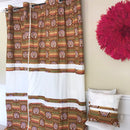 Salama Afritude African Print Grommet Top Curtains- Brown/ Off-white - Afrilege