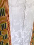 Sheena Grommet Top Kente African Print Curtains - Yellow / green / Purple & White - Afrilege