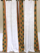 Sheena Grommet Top Kente African Print Curtains - Yellow / green / Purple & White - Afrilege