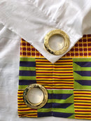 Sheena Grommet Top Kente African Print Curtains - Yellow / green / Purple & White - Afrilege