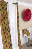 Sheena Grommet Top Kente African Print Curtains - Yellow / green / Purple & White - Afrilege