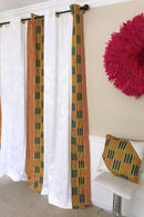 Sheena Grommet Top Kente African Print Curtains - Yellow / green / Purple & White - Afrilege