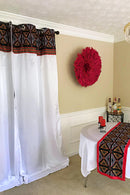 Toghu Bamenda Grommet Top African Print Curtains - White, Red & Black - Afrilege