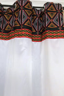Toghu Bamenda Grommet Top African Print Curtains - White, Red & Black - Afrilege