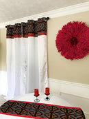 Toghu Bamenda Grommet Top African Print Curtains - White, Red & Black - Afrilege