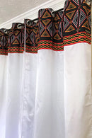 Toghu Bamenda Grommet Top African Print Curtains - White, Red & Black - Afrilege
