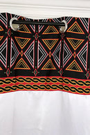 Toghu Bamenda Grommet Top African Print Curtains - White, Red & Black - Afrilege