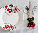 Bamenda Toghu African Print Cutlery Wraps Decorative Holders - Black & Red - Afrilege