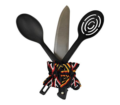 Bamenda Toghu African Print Cutlery Wraps Decorative Holders - Black & Red - Afrilege