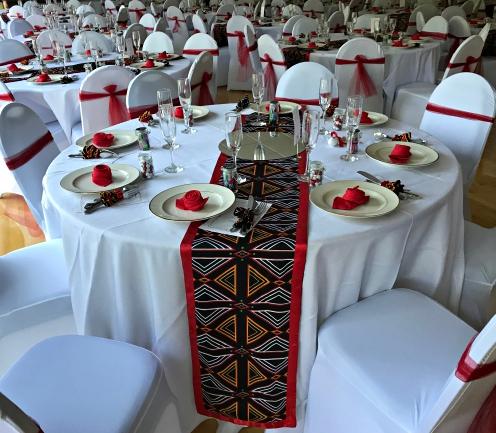 Bamenda Toghu African Print Cutlery Wraps Decorative Holders - Black & Red - Afrilege
