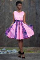 Ada African Print Midi Dress (Pink) - Afrilege