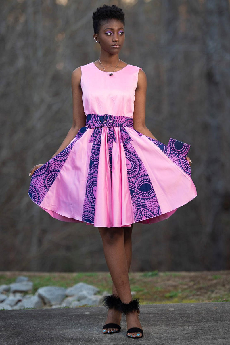 Ada African Print Midi Dress (Pink) Afrilege Ada African Print Midi Dress (Pink) Afrilege