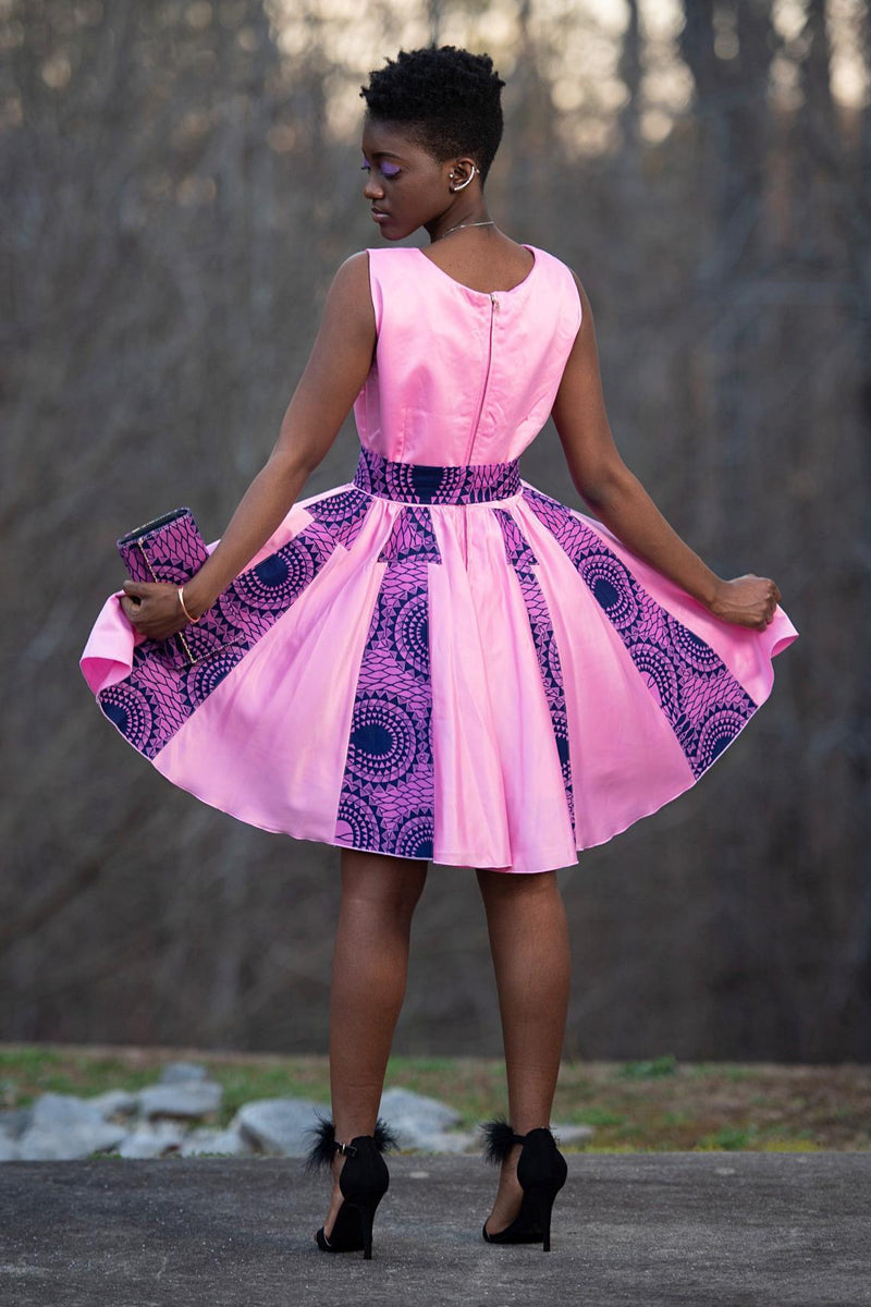 Ada African Print Midi Dress (Pink) - Afrilege