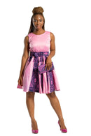 Ada African Print Midi Dress (Pink) - Afrilege