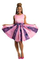 Ada African Print Midi Dress (Pink) - Afrilege