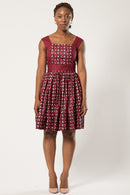 Adeola African Print Midi Dress - Bordeau - Afrilege