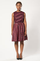 Adeola African Print Midi Dress - Maroon - Afrilege