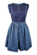 Afia African Print Denim Midi Dress - Blue - Afrilege