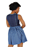 Afia African Print Denim Midi Dress - Blue - Afrilege