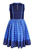 Afua African Print Denim Midi Dresses - Blue - Afrilege
